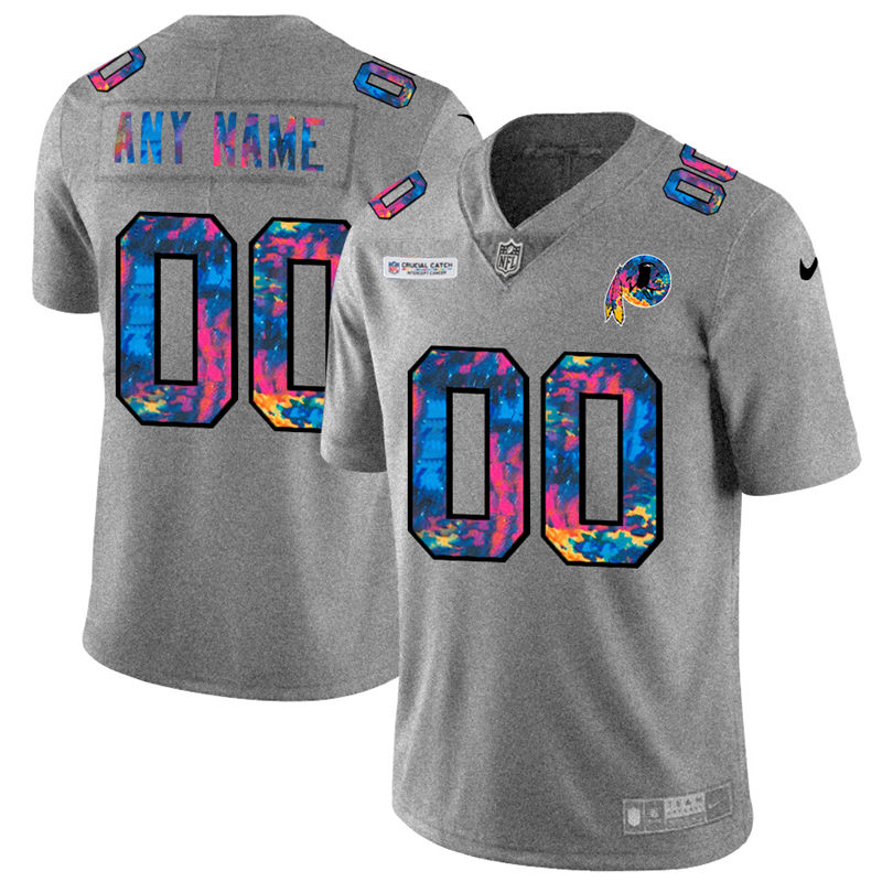 Washington Redskins Custom Men Nike MultiColor 2020 NFL Crucial Catch Vapor Untouchable Limited Jersey Greyheather